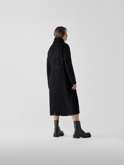 Yves Salomon Wollmantel mit Lederbesatz  Schwarz 5