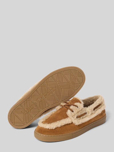 Produktfoto, Loafer aus echtem Leder Modell 'Kara 7' von Marc O'Polo, unifarbene Damen Loafer, braun-beige, strukturierte Gummisohle, kontekst: damskie loafers od Marc O'Polo, model 'Kara 7', wygląd: jednolity kolor