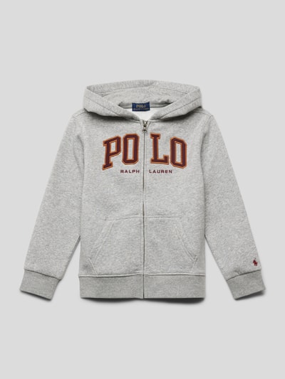 Polo Ralph Lauren Kids Bluza rozpinana z wyhaftowanym logo model ‘HOOD’ Średnioszary melanż 1