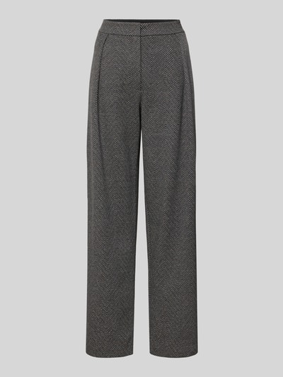 Produktfoto, Hose im Allover-Look mit Falten von Emporio Armani, Baumwoll-Mix mit Stretch, schwarz-weißes Muster, Regular Fit