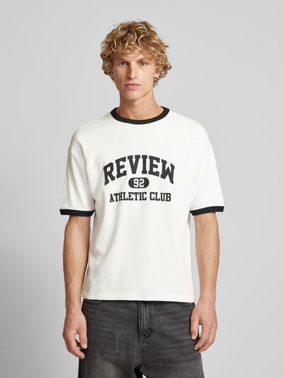 REVIEW T-shirt met ribboorden Offwhite - 4