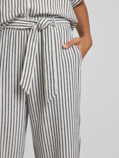 FREE/QUENT Straight leg stoffen broek met strikceintuur, model 'Lavisco' Donkerblauw - 3