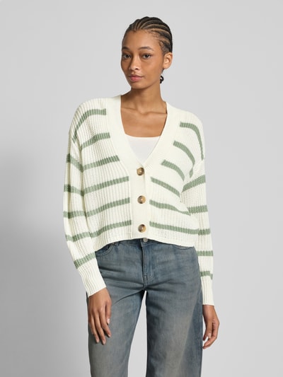 Only Cropped Strickjacke mit Streifenmuster Modell 'CAROLNICE' Schilf 4