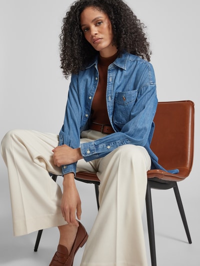 Polo Ralph Lauren Jeansblouse met labelstitching Jeansblauw - 3