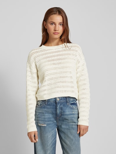 Mango Strickpullover mit Lochmuster Modell 'MUDITO' Offwhite 4