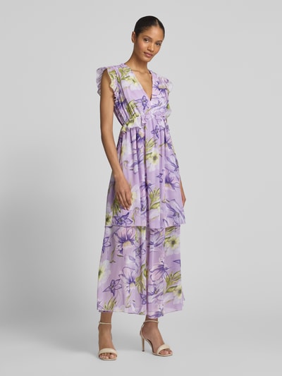 Vila Maxi-jurk met dubbele-laagjeslook, model 'ALICE' Lila - 1