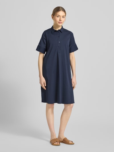 Milano Italy Knie-lang overhemdjurk met knoopsluiting Marineblauw - 1