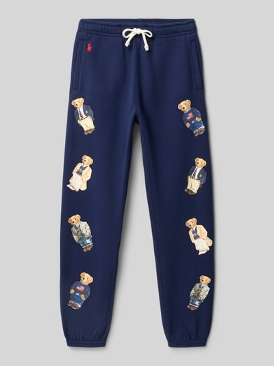 Polo Ralph Lauren Kids Relaxed fit sweatpants met logoprint, model 'Banded' Marineblauw - 1