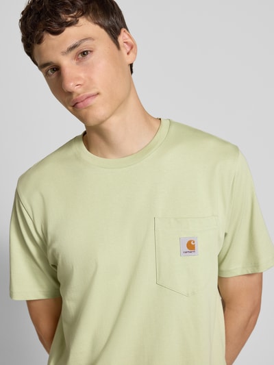 Carhartt Work In Progress T-shirt z detalem z logo Jasnozielony 3