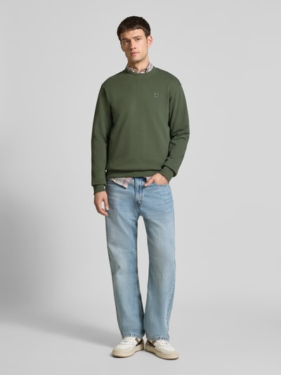 Scotch & Soda Bluza z detalem z logo Oliwkowy 1