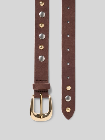 Produktfoto, Gürtel mit Nietenbesatz von Vanzetti in Braun mit Strukturmuster, Dornschließe, 3 cm Breite, Spitzenform, Damen Accessoire.
