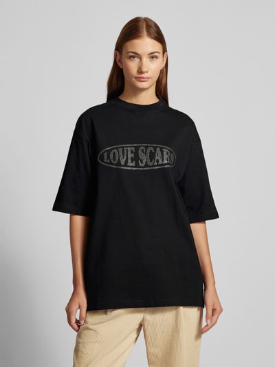 LOVE SCARS Oversized T-shirt met labelprint Zwart - 4