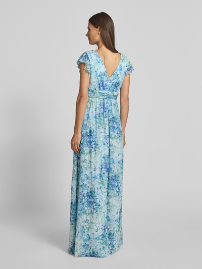 Jake*s Cocktail Maxikleid mit Volants und Taillenband Blau Melange 5