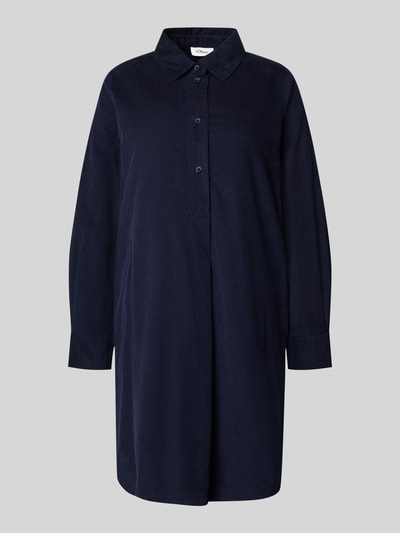 s.Oliver RED LABEL Relaxed Fit Cordkleid aus Baumwoll-Viskose-Mix Marine 2