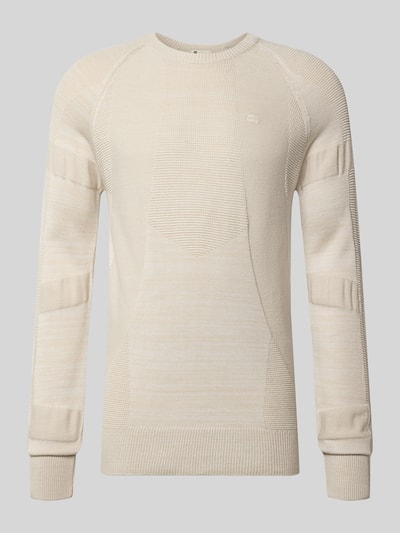 G-Star Raw Gebreide pullover met logostitching en ronde hals Offwhite - 2