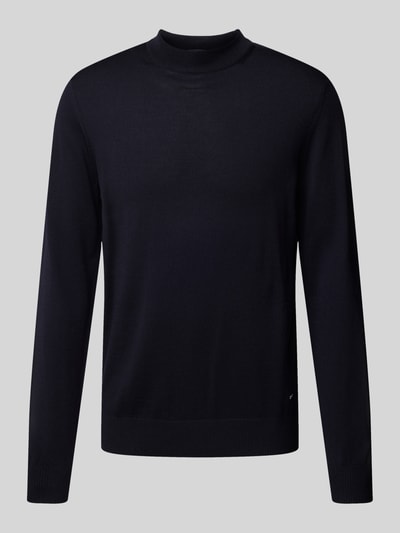 JOOP! Collection Gebreide pullover van scheerwol met opstaande kraag, model 'Davide' Marineblauw - 2