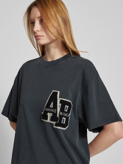 Anine Bing Oversized T-Shirt-Kleid aus Baumwolle Dunkelgrau 3