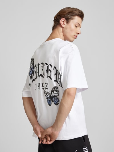 REVIEW T-Shirt mit Label-Print und Rundhalsausschnitt Weiss 3