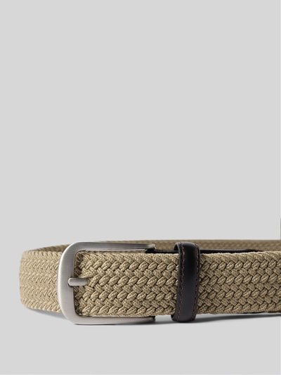 Produktfoto, Gürtel mit Dornschließe van MCNEAL, elastisch materiaal, klassiek vlechtpatroon, beige, breedte 3,5 cm, metalen gesp.