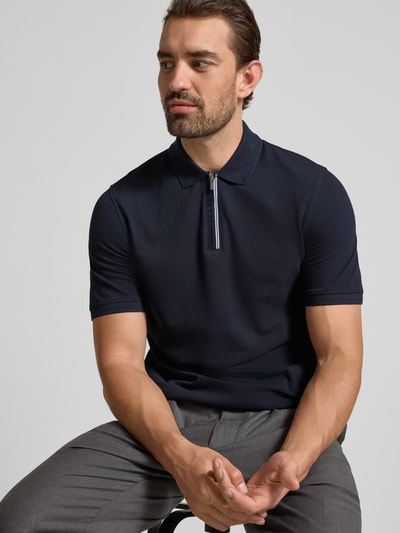 bugatti Regular Fit Poloshirt mit Reißverschluss Marine 3