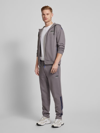 EA7 Emporio Armani Sweatjacke mit Label-Print Modell 'VENTUS' Mittelgrau 1