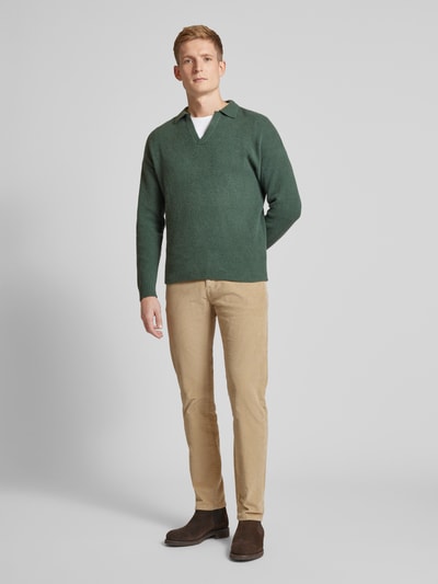 Drykorn Gebreide pullover met ribboorden, model 'RUSTINO' Olijfgroen - 1