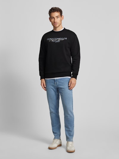 Tom Tailor Denim Basic Fit Sweatshirt mit Label-Schriftzug Black 1