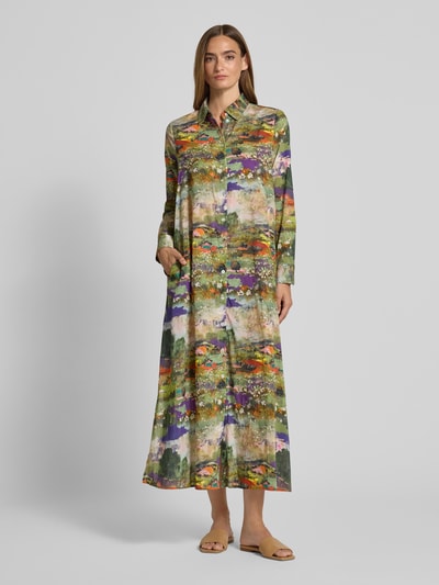 Christian Berg Woman Relaxed Fit Hemdblusenkleid aus reiner Baumwolle in Maxilänge Lila 4