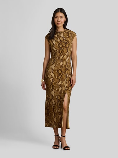 Lauren Ralph Lauren Figurbetontes Kleid mit Gehschlitz Camel 4