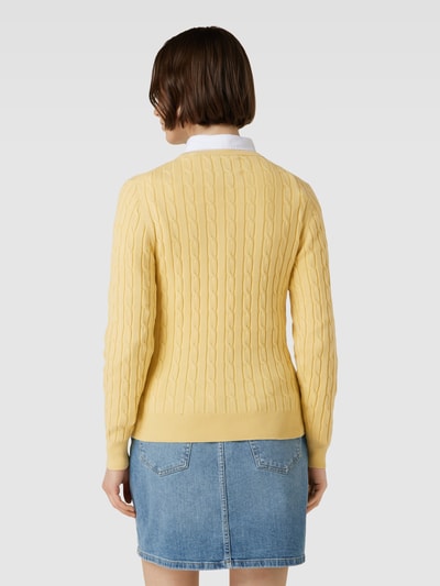 Gant Strickpullover mit Zopfmuster Pastellgelb 5