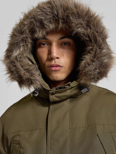 Superdry Regular fit parka met klepzakken, model 'Everest' Kaki - 3