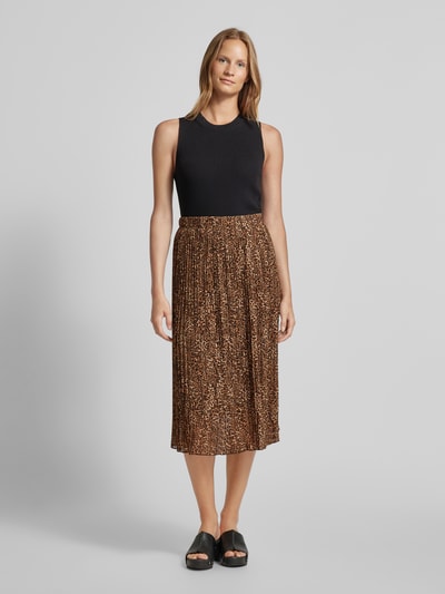 ZABAIONE Midirok met plooien, model 'EL44SI' Beige - 1