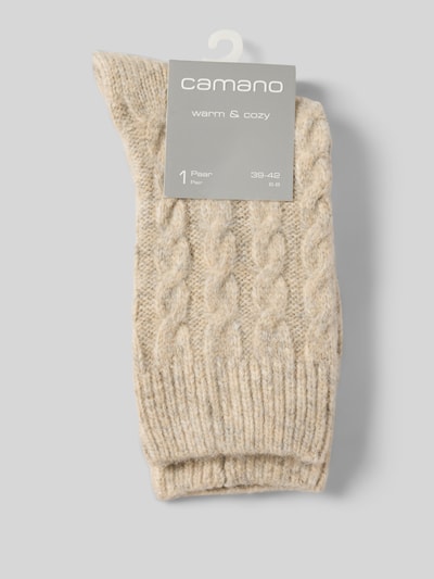 camano Sokken met kabelpatroon Beige - 3