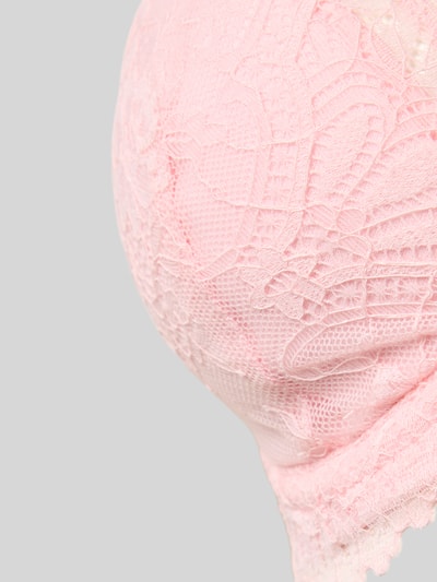 Productfoto, roze bh uit materiaalmix met stretch, nauwsluitende pasvorm, gevoerde cups, kant, haakjessluiting, Model 'ALAINA' van DORINA