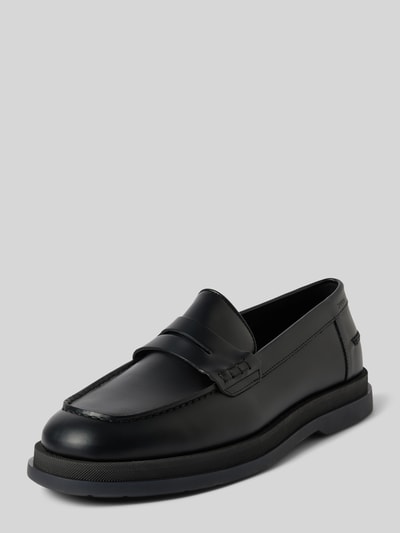 HUGO Penny loafers van leer met labeldetails, model 'Chaol' Zwart - 1