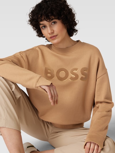 BOSS Black Women Sweatshirt mit überschnittenen Schultern Camel 3