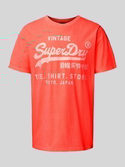 Superdry T-shirt met labelprint, model 'Neon' Neon rood - 2
