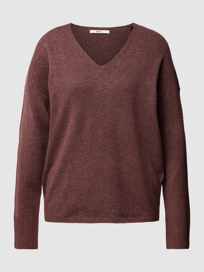 Only Gebreide pullover met V-hals, model 'RICA LIFE' Bordeaux gemêleerd - 2