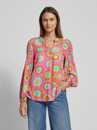 Emily Van den Bergh Blouse van viscose met all-over motief Felroze - 4