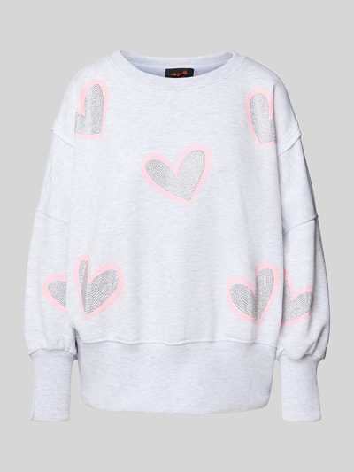 miss goodlife Oversized Sweatshirt aus reiner Baumwolle mit Motiv-Print Hellgrau Melange 2