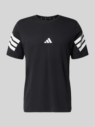 Produktfoto, Regular Fit T-Shirt aus reiner Baumwolle von adidas Sportswear, Optik: Unifarben, Logo-Print, Kontraststreifen, Rundhals, Kurzarm, reine Baumwolle