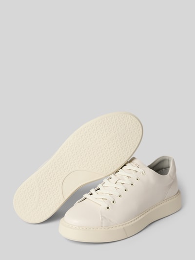 Produktfoto, Sneaker aus echtem Leder mit Logo-Detail Modell 'Sound' von DIGEL, białe, zaokrąglony kształt, sznurowanie, wysokość obcasa 3 cm, wysokość cholewki 8 cm, szerokość w rozmiarze 44: 10 cm, delikatna faktura
