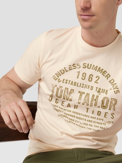 Tom Tailor T-Shirt mit Label-Print Beige 3