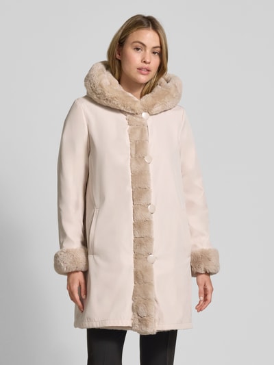 PETITE M. Keerbaar jack van imitatiebont met capuchon en steekzakken Ecru - 4