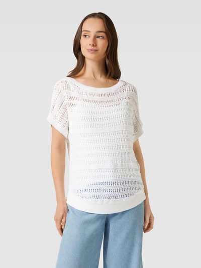 Lauren Ralph Lauren Strickshirt mit Lochmuster Modell 'AMOZIA' Weiss 4