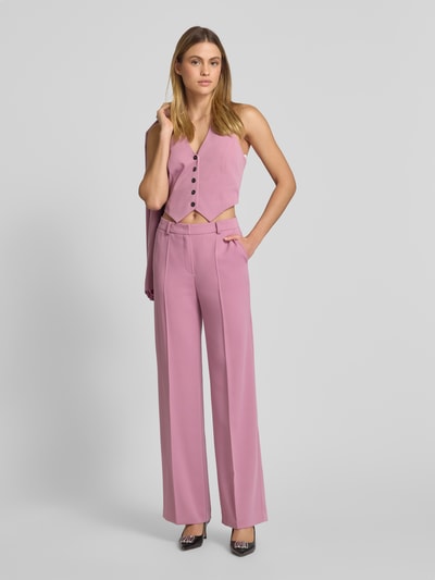 Swing Straight leg stoffen broek met persplooien Rosé - 1