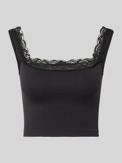 Only Top krótki o kroju slim fit z obszyciem koronką model ‘VICKY’ Czarny 2