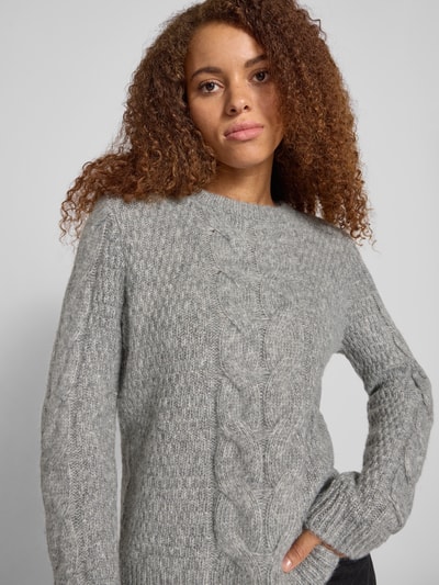 Pieces Regular fit gebreide pullover met wol, modell 'NINA' Grafiet - 3