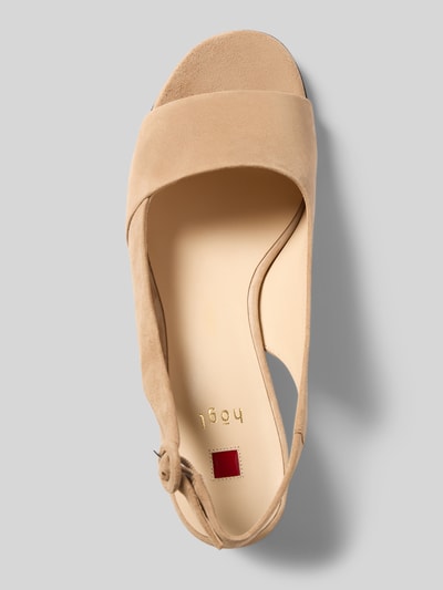 Productfoto, Midheels aus Leder mit Blockabsatz van Högl, beige, afgeronde model, riempjes met doornsluiting, gladde zool, echt leer, hakhoogte maat 40: 5 cm, schachthoogte 5 cm, schachtbreedte 4 cm
