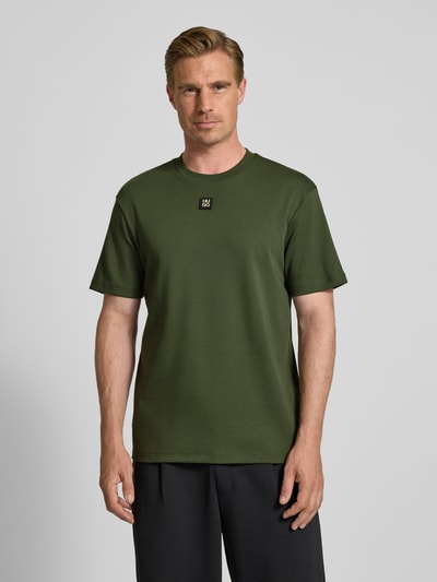 HUGO T-shirt z naszywką z logo model ‘Dalile’ Ciemnozielony 4